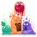 Jelly slime monster creatures group set