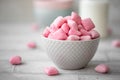 jelly strawberry sweets in a gray bowl