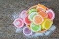 Jelly sweet, flavor fruit, candy dessert colorful in ceramic bow Royalty Free Stock Photo