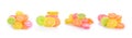 Jelly sweet, flavor fruit, candy dessert colorful on sugar Royalty Free Stock Photo