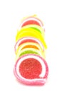 Jelly sweet, flavor fruit, candy dessert colorful on white background. Royalty Free Stock Photo