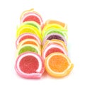 Jelly sweet, flavor fruit, candy dessert colorful on white background.