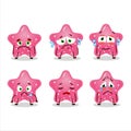 Jelly sweets candy star pink cartoon character with sad expression