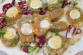 Jelly with vegetables, eggs, and meat Royalty Free Stock Photo