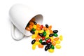 Jellybeans in cup isolated