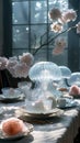 Jellyfish aesthetics - jelly, smoothness and volume of forms in table setting.