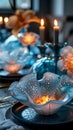 Jellyfish aesthetics - jelly, smoothness and volume of forms in table setting.