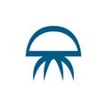 Jellyfish Blue Icon On White Background. Blue Flat Style Vector Illustration