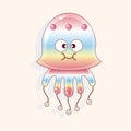 Jellyfish cartoon theme elements vector,eps