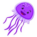 Jellyfish character smiling on a white. Jelly fish cartoon