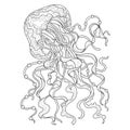 Jellyfish.Coloring book antistress for children and adults. Illustration isolated on white background.
