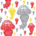 Jellyfish colourful seamless pattern. Royalty Free Stock Photo