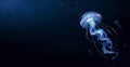 Jellyfish deep sea poisonous illustration realism on a background of dark water.