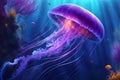 Jellyfish - Ethereal and Glowing, Drifting Gracefully in the Tranquil Waters of a Dimly Lit Aquarium