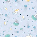 Jellyfish and fish underwater seamless pattern Royalty Free Stock Photo