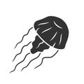 Jellyfish glyph icon. Swimming medusa. Underwater life. Aquatic animal. Marine aquarium. Toxic invertebrate jelly fish Royalty Free Stock Photo