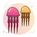 Jellyfish Icon, Cute Cartoon Funny Character, Flat Design