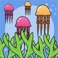 Jellyfish Icon, Cute Cartoon Funny Character, Flat Design