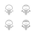 Jellyfish icon outline stroke set design illustration Royalty Free Stock Photo