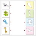 Jellyfish, iguana, bat and giraffe. Educational game for kids