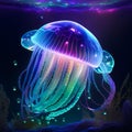 Jellyfish with iridiscent glow background Royalty Free Stock Photo