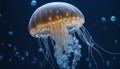 Jellyfish. Large white jellyfish underwater. Sea life. AI generated Royalty Free Stock Photo