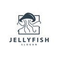 Jellyfish logo sea animal design with product brand inspiration simple minimalist line vector template Royalty Free Stock Photo