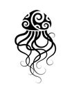 Jellyfish Maori style. Tattoo sketch or logo.