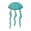 Jellyfish medusa logo in cartoon, flat style. Vector illustration isolated on a white background.