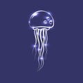 Jellyfish neon vector icon