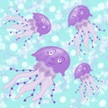 Jellyfish octopus sea ocean blue water salt animals pattern print