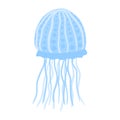 Jellyfish plump isolated on white background. Cartoon cute blue color in doodle Royalty Free Stock Photo