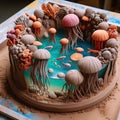 Jellyfish sea clay diorama. Generated AI