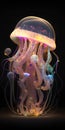 jellyfish, seabed, multicolored living water, desktop background, wallpaper, frame and art print, RGB jellyfish, generative ai Royalty Free Stock Photo