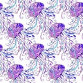 Jellyfish seamless pattern