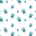 Jellyfish seamless pattern Royalty Free Stock Photo