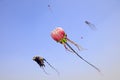 Jellyfish shaped kites flying in the air Royalty Free Stock Photo