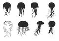 Jellyfish silhouette, Jellyfish vector, Jellyfish icon set, Jellyfish clipart