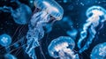 Jellyfish Swimming Gracefully in Deep Blue Sea Royalty Free Stock Photo