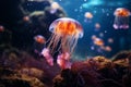 A jellyfish swimming in the ocean, AI