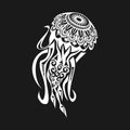 Jellyfish tattoo in Maori style on a white background. Vector illustration EPS10