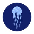 Jellyfish under water icon. Marine life Royalty Free Stock Photo