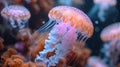 jellyfish in an underwater aquarium with tentacles