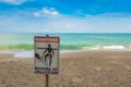 Jellyfish warning sign at beach .