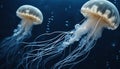 Jellyfish. White jellyfish underwater. Sea life. AI generated Royalty Free Stock Photo