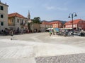 Jelsa, Croatia - July 25, 2021. The main square in the old town is full of tourists Royalty Free Stock Photo