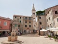 Jelsa, Croatia - July 25, 2021. Old town overlooking the historic fortress church of St. Mary on the island of Hvar Royalty Free Stock Photo