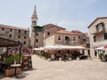 Jelsa, Croatia - July 25, 2021. Old town overlooking the historic fortress church of St. Mary on the island of Hvar
