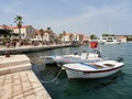 Jelsa, Croatia - July 25, 2021. Old town and promenade full of tourists at the port of the resort on the island of Hvar Royalty Free Stock Photo