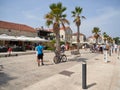 Jelsa, Croatia - July 25, 2021. Old town and promenade full of tourists in a resort on the island of Hvar Royalty Free Stock Photo